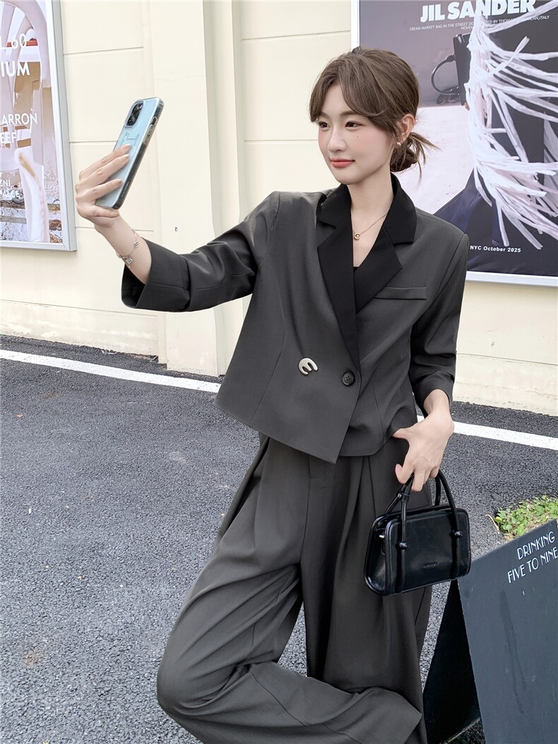 2025秋季撞色西装套装女,女装套装/套裙,浙宝123