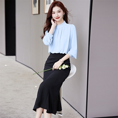 半身裙职业套装女2023年秋装新款时尚气质女神范包臀鱼尾裙两件套，女装套装/套裙，火爆靓佳人