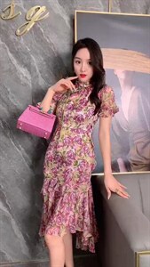 6511 2022新款雪纺韩版修身连衣裙,女装连衣裙,1A