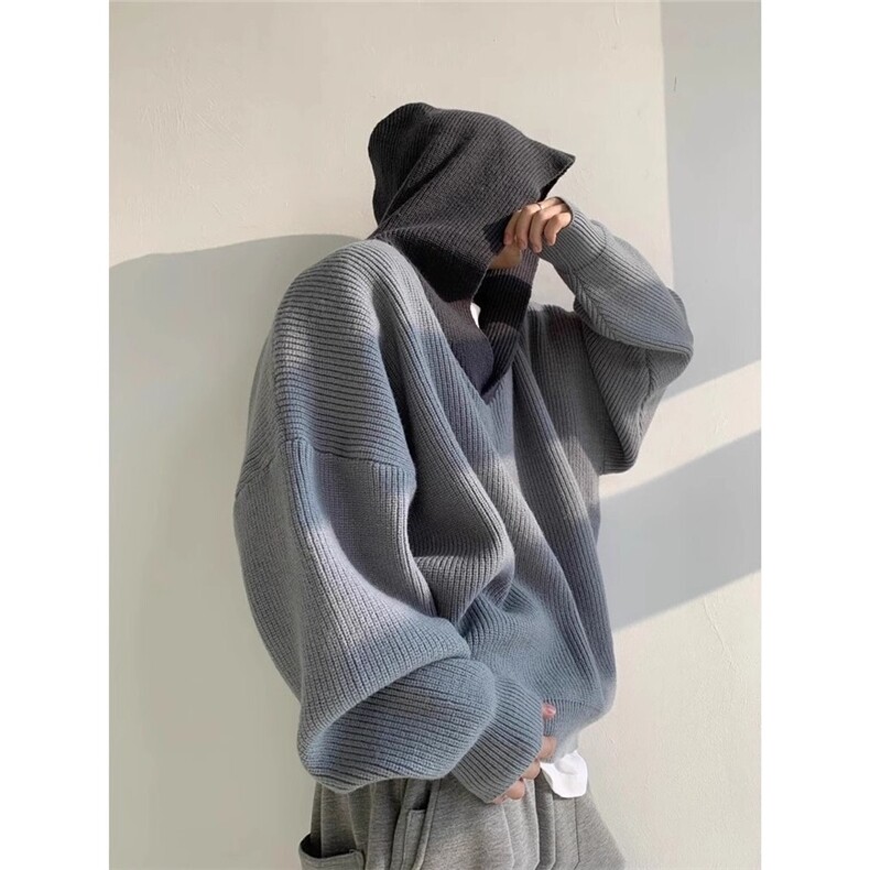 呆日系复古毛线拼接连帽卫衣男宽松设计感休闲情侣外套女特P,女装短外套,星座715-4