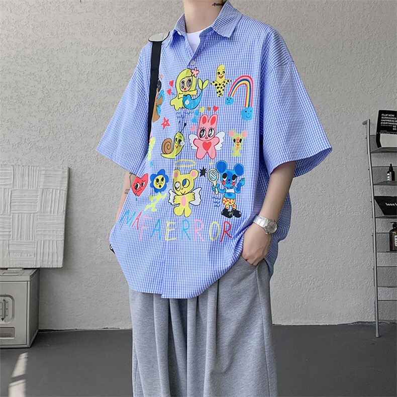 CS1128-P60 控98 高品质夏季新款设计感大码冰丝短袖情侣衬衫图片