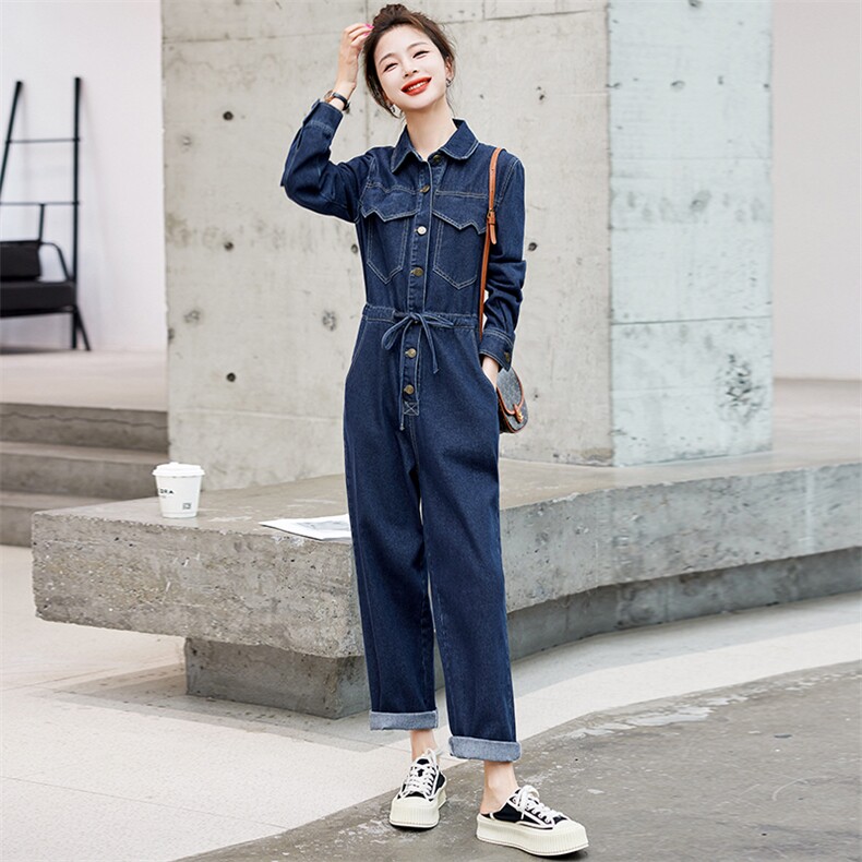 牛仔连体裤女2025春夏新款韩版时尚高腰宽松休闲显瘦工装连衣裤潮,女装连体裤,E百度