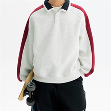 WY848-P55-450克重磅美式学院风拼接卫衣2026春季新款情侣卫衣，男装卫衣，星座1811B