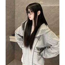 抖音得物高品质秋冬美式高街重磅结构辑明线纹理连帽卫衣外套W111，男装卫衣，电商A486