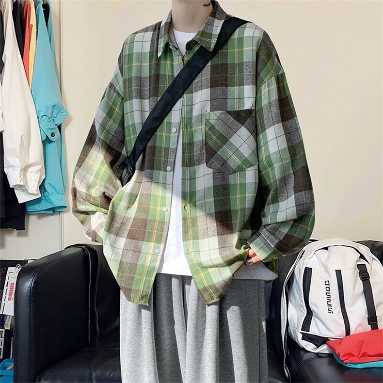 衬衫男2025秋季新款港风磨毛格子长袖衬衣CS603-特P27无差价,男装衬衫,星座214-3