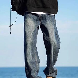 美式高街牛仔裤男款2025新款秋季青少年男生宽松阔腿水洗图片
