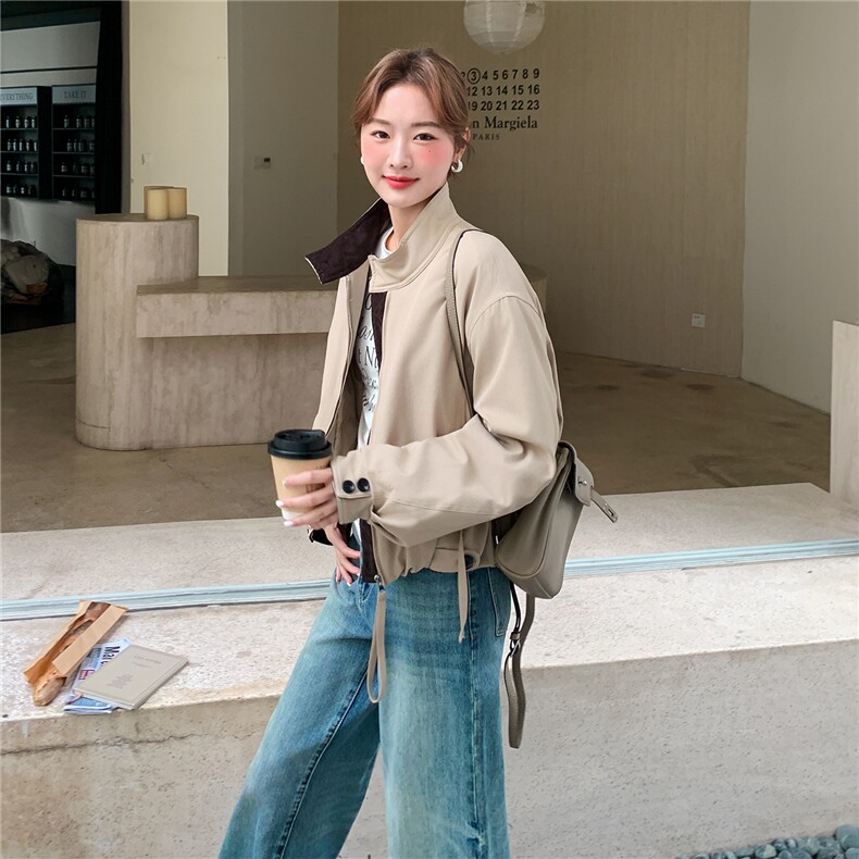 宽松小立领90白鸭绒短款屋外夹克,女装羽绒服,1D066-1