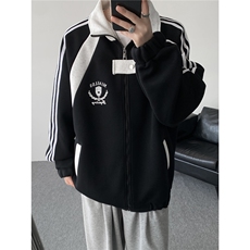 WY10190-特P60420g重磅-高品质-条纹设计感大码保暖卫衣外套男，男装棉衣，电商A059