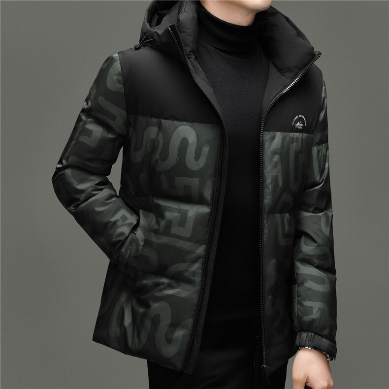 2025新款冬季男士连帽短款90%白鸭绒羽绒服大衣加厚羽绒服外套,男装羽绒服,钱塘723