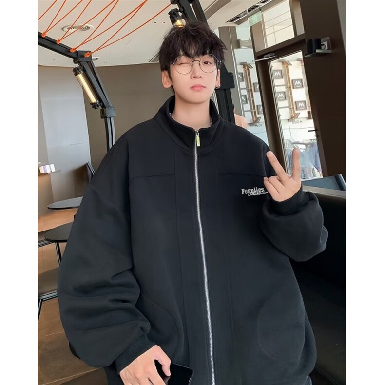 秋款男卫衣字母刺绣开衫宽松夹克外套WY03P52,男装夹克,星座1013-1