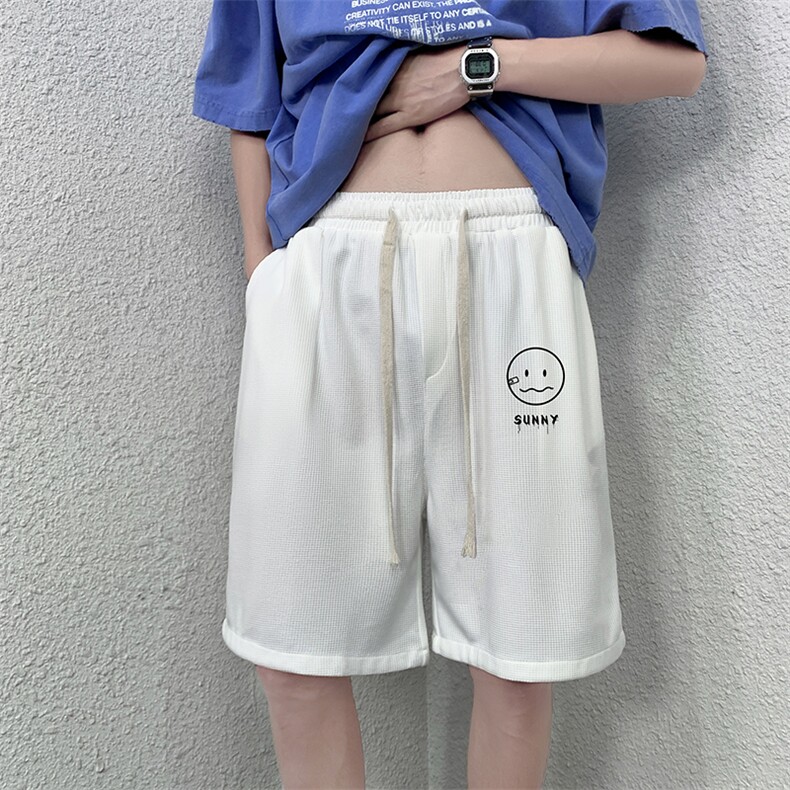 HD74072-P22 华夫格短裤男大码宽松五分裤男直筒中裤图片