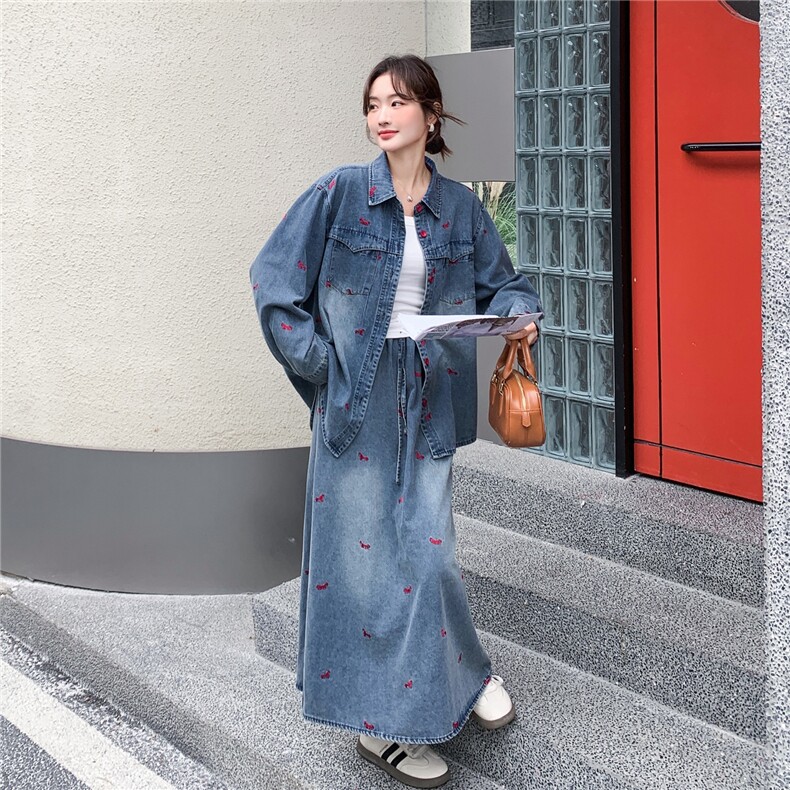26春季新款牛仔刺绣两件套6670-P195-K298,女装套装/套裙,2C317