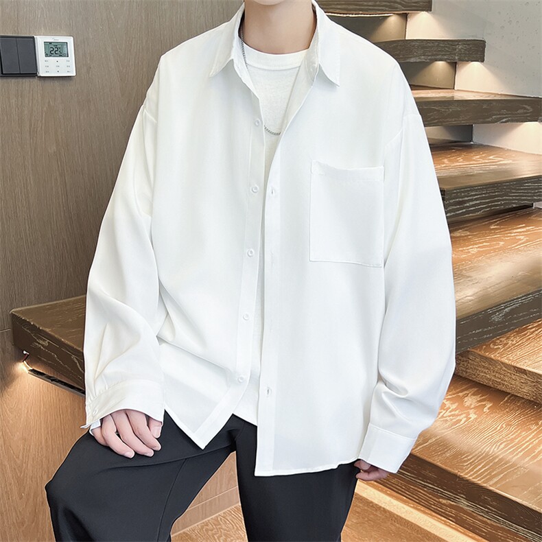春夏纯色长袖衬衫男休闲大码衬衣上衣CS602特P30,男装衬衫,电商C323