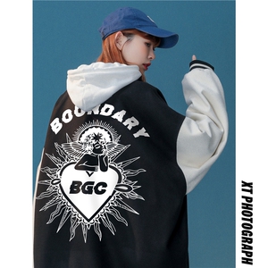 中性风22秋季西海岸嘻哈拼接拼色翻领棒球服夹克外套G609P85控108图片