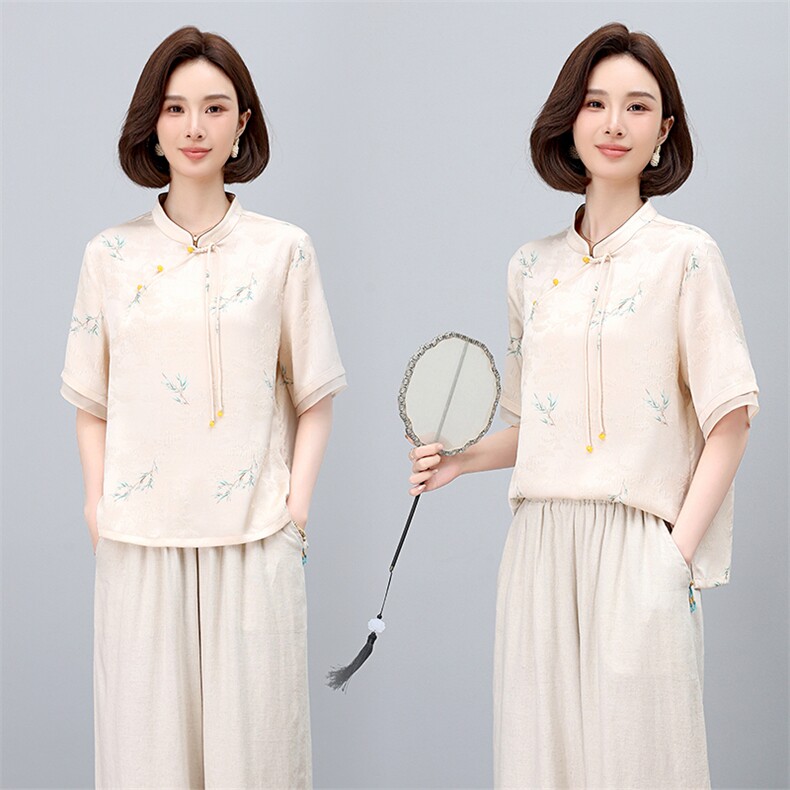 新中式轻国风裙女2024年夏季新款高级感气质女装连衣裙,女装衬衫,凝聚力