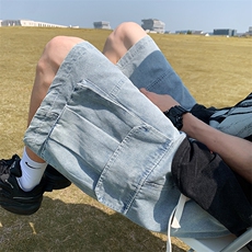 抖音现货工装大口袋高街高品质男士牛仔短裤XD22979-P45，男装牛仔裤，电商A042