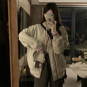 2024新款港风美式ins潮流宽松百搭连帽风衣夹克外套女 JK1263-P85图片