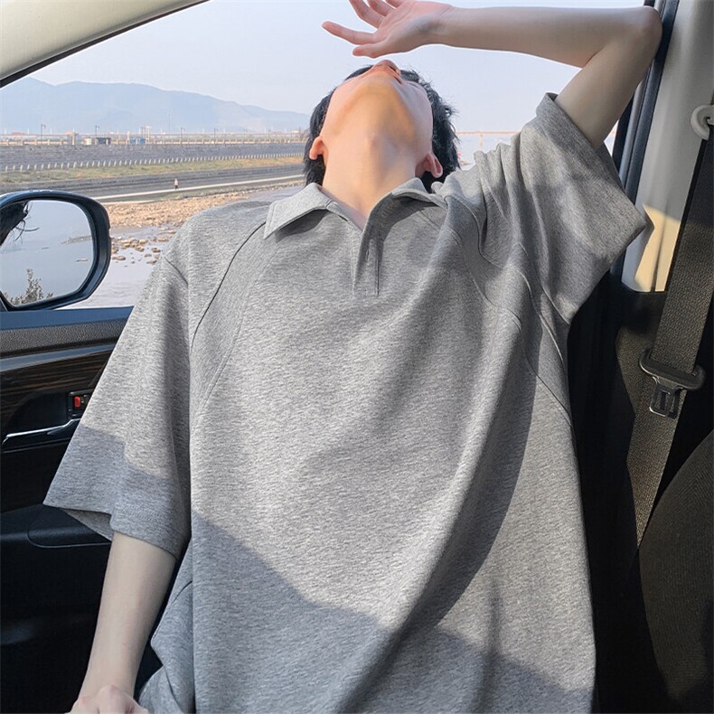 特批P30无差价夏季休闲纯色曼巴棉亨利领大码五分袖T恤男T5370,男装T恤,电商A001