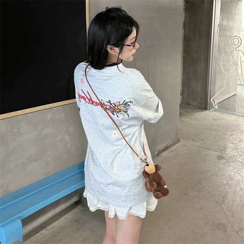 万针全刺绣工艺抖音得物高品质260克重磅纯棉双纱美式高街短袖T恤,男装T恤,电商A486