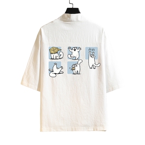 HF59097-P40风汉服男开衫外套七分袖道袍 砖墙挂拍图片