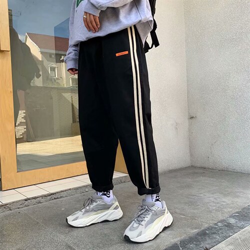 裤子男宽松薄款休闲裤韩版潮流百搭运动九分裤潮牌直筒长裤潮KZ06图片