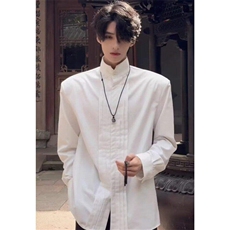 新中式男装风宫廷垫肩衬衫男中山唐装汉服长袖衬衣C0153，男装衬衫，星座1116A（原606A-3）