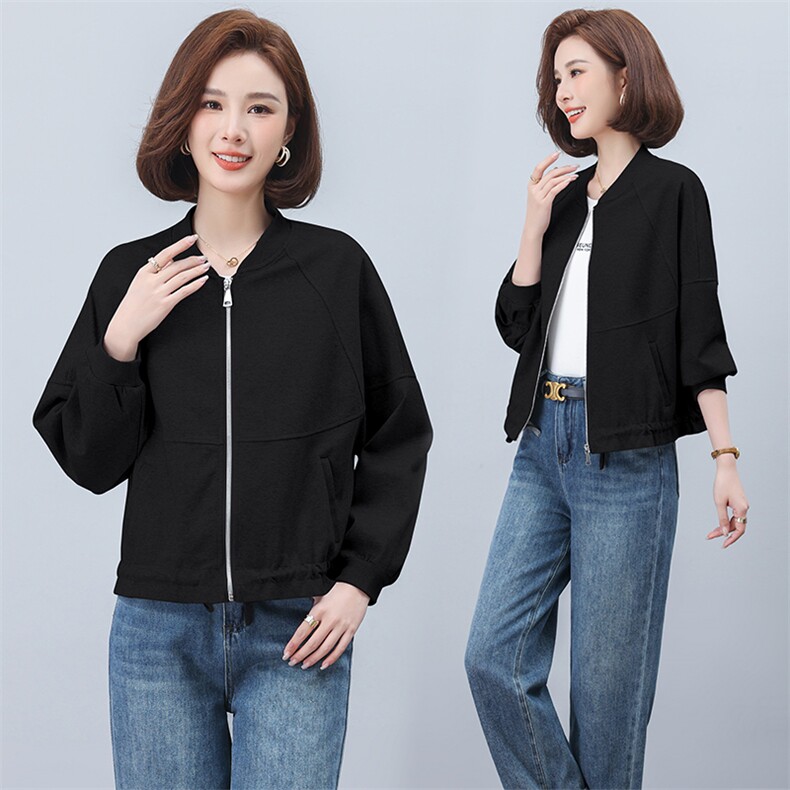 棒球服女薄款2025春秋款休闲宽松妈妈夹克上衣小个子休闲卫衣外套,女装短外套,文熹诺