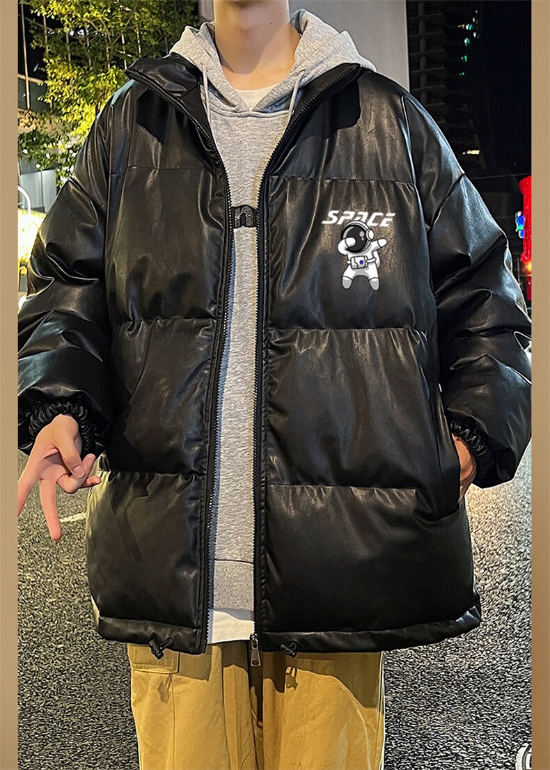 2025冬季新款潮流加厚棉衣PU皮棉服帅气面包服XZ102A-4-5139-P115,男装棉衣,星座211-2