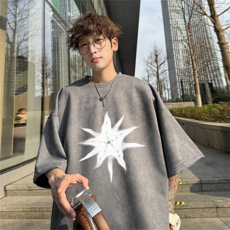 2024夏季新款麂皮绒圆领短袖T恤RT439-特P19控38,男装T恤,电商B370