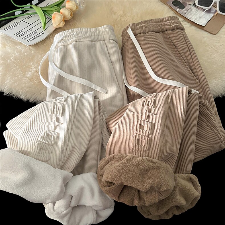 加绒裤子男士冬季加绒加厚休闲长裤潮牌宽松青少年2025新款卫裤，男装休闲裤，电商A020