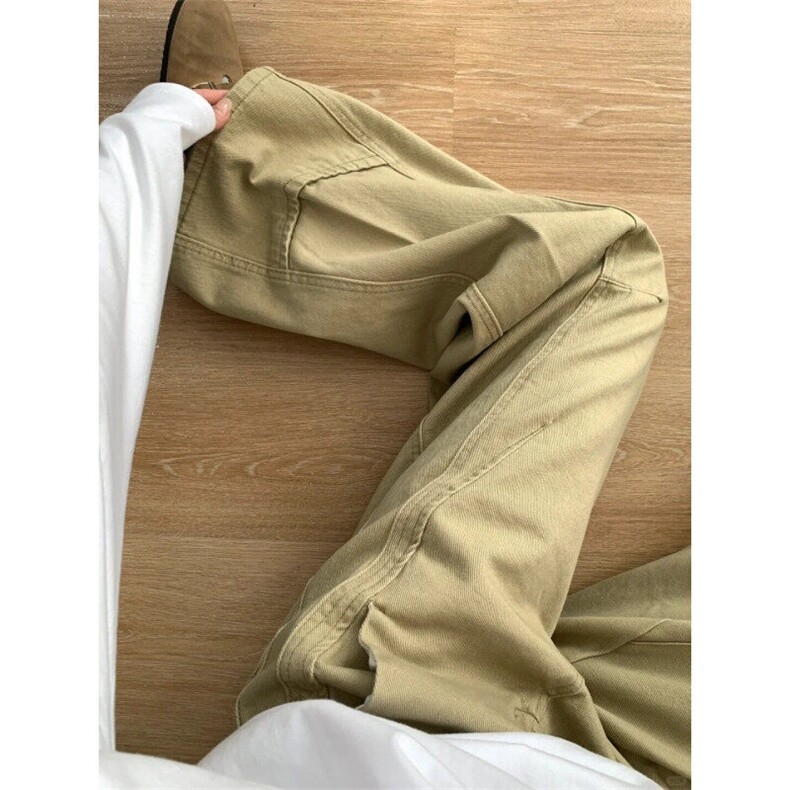 NZI99LL-P58美式复古卡其色工装牛仔裤男夏季宽松直筒阔腿裤,男装牛仔裤,星座1007（原301D）