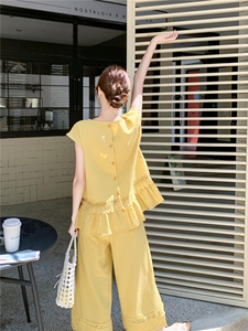 主推重工艺拼接蕾丝女夏新款休闲减龄穿搭两件套A2608-139-K218图片
