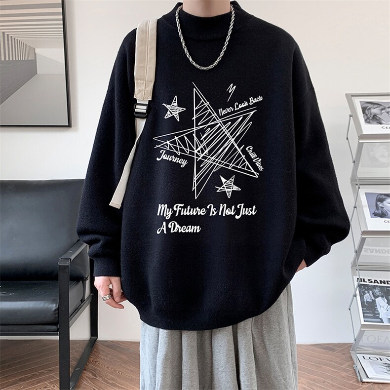 半高领毛衣男大码胖子针织衫毛线衣M18456-P45加绒款-P65,男装针织衫/毛衣,电商A040