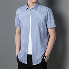 高端中年男士短袖衬衫抗皱免烫衬衣冰丝夏季衬衣P68，男装衬衫，星座1105-3