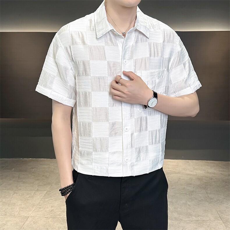 男士短袖衬衫高级感定制面料冰丝透气档口大货C317-C805-P55,男装衬衫,电商C317