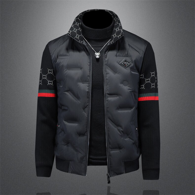 2025秋冬男士90%白鸭绒针织拼接羽绒服外套钱塘6036-Y6098P310，男装羽绒服，钱塘6036（原3026）