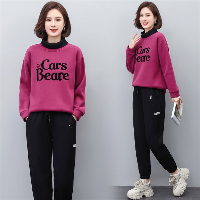 卫衣套装女2023年新款加绒加厚时尚洋气冬季休闲两件套,女装套装/套裙,涵誉