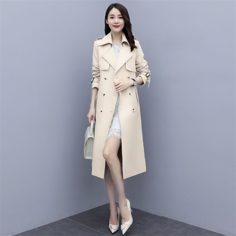 风衣女中长款2025春秋新款修身显瘦垂感高端英伦风气质大衣外套潮,女装风衣,韩蔻秀