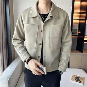 2025装店主风翻领百搭上衣外套纯色休闲时尚夹克男 JK112-P105图片
