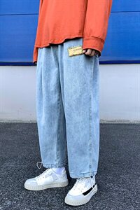 秋装直筒牛仔九分裤宽松阔腿裤束脚老爹裤P32图片