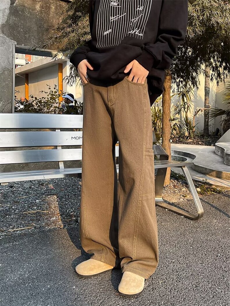 水洗直筒牛仔裤男士春秋季2024新款复古美式高街潮牌宽松休闲长裤,男装牛仔裤,星座410-6（原星座1304-1）