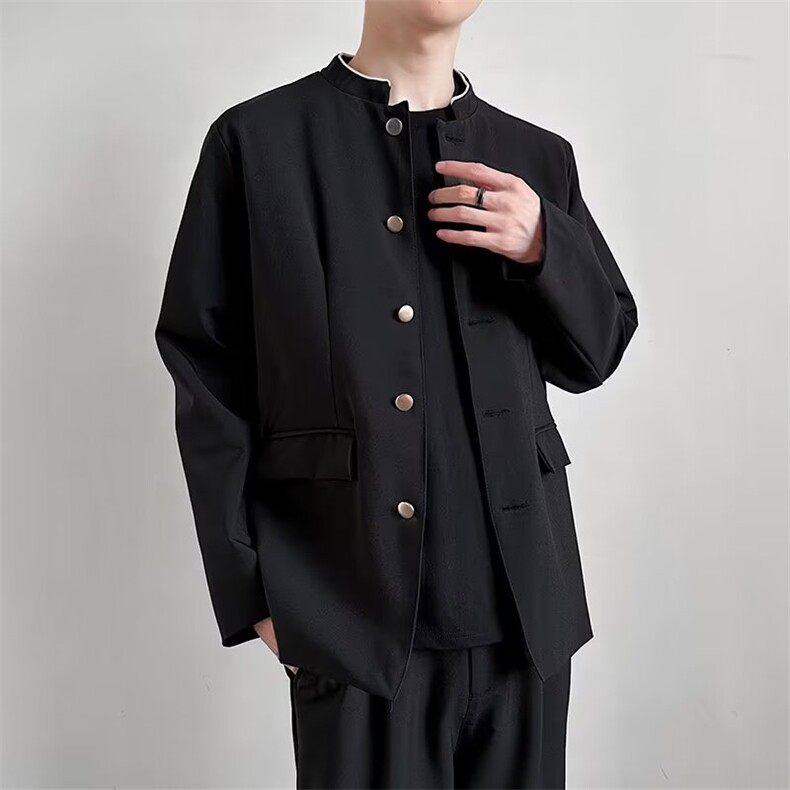 新中式中山装西服套装男士立领垫肩西装唐装外套 W41图片