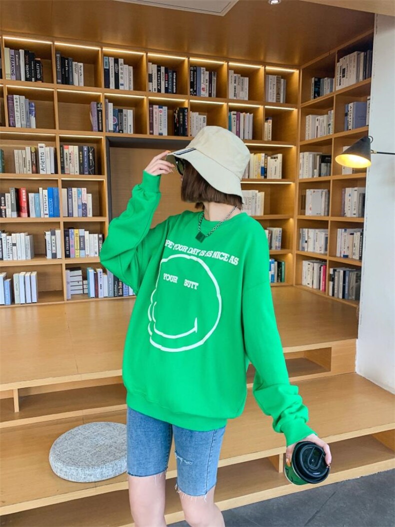 初夏新款NiceDay发泡笑脸圆领卫衣，女装卫衣/绒衫，Dalnim
