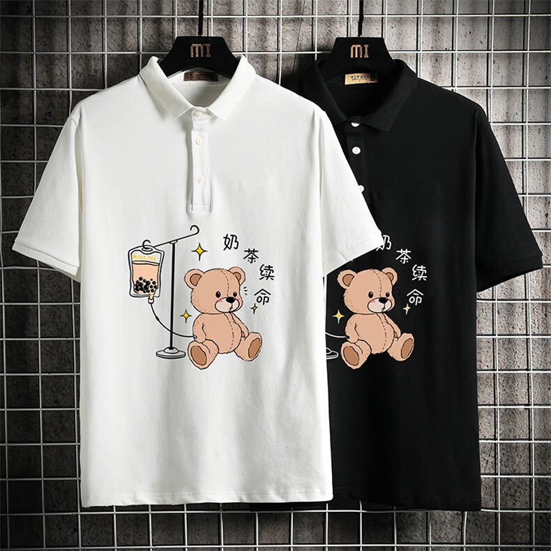 PL57194-P35翻领短袖polo衫男大码胖子半袖t恤男有领保罗衫网格,男装Polo衫,电商A040A