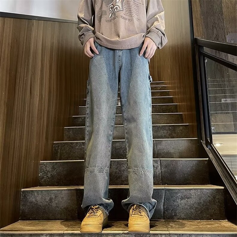 美式复古黄泥染牛仔裤子男士春秋季新款ZN07P48,男装牛仔裤,星座1116-2