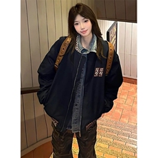 新款复古提花拼接加厚夹棉宽松情侣棒球服夹克外套JM5026，男装夹克，星座1116A（原606A-3）