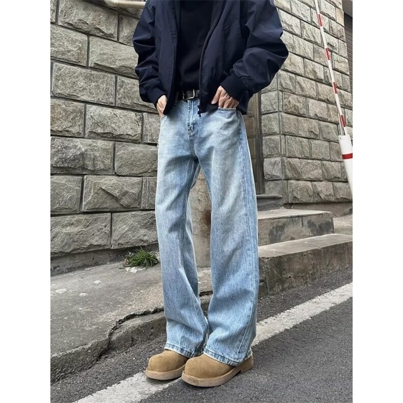 现货牛仔裤男春季新款美式高街vibe直筒宽松阔腿长裤L83700-P47,男装牛仔裤,星座1008