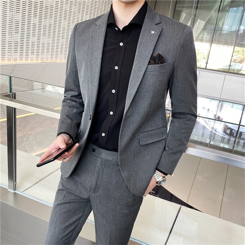 西服套装男士三件套商务职业正装小西装韩版修身伴郎新郎结婚礼服,男装西服套装,星座505-2（原电商A260-1)