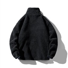 冬季新款男士外套翻领修生摇粒绒羊羔绒加棉夹克拉链休闲纯色外套，男装棉衣，星座815-2