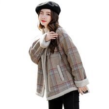 棉衣/棉服棉衣2021新款冬仿羊羔毛中长款工装女外套，女装棉衣/棉服，瑶迪依秀